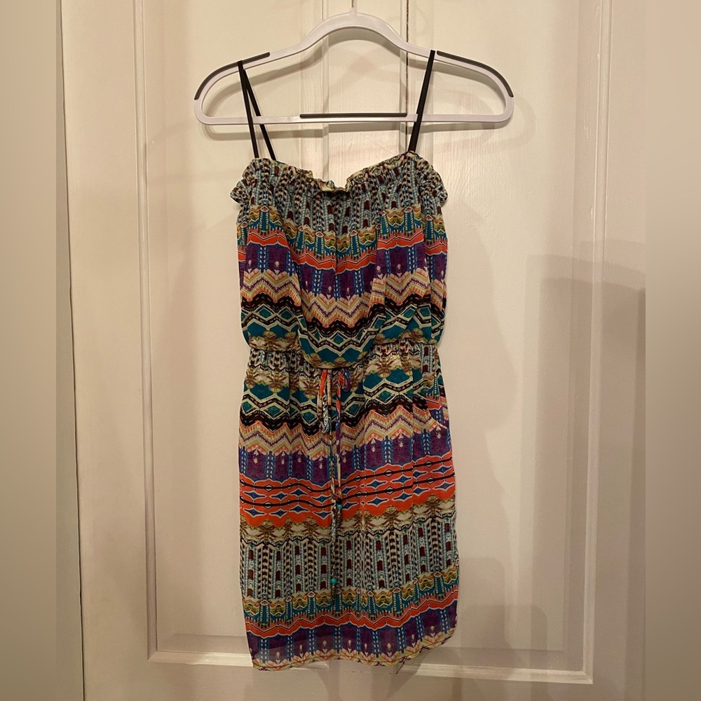 City Triangles Printed Strapless Dress Size S